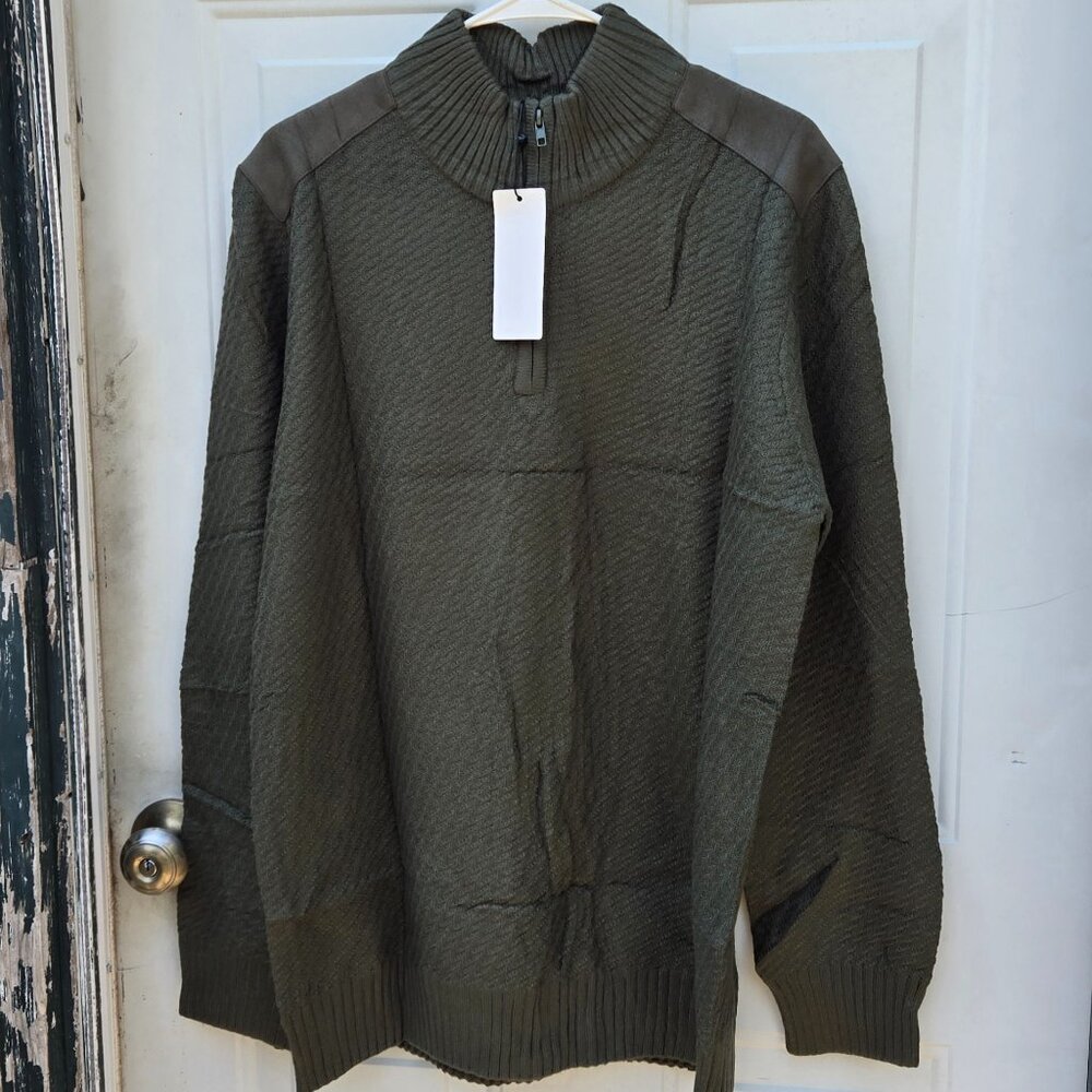 NTW Mens RJmierr 1/4 zip Sweater with Elbow Patches Size Large